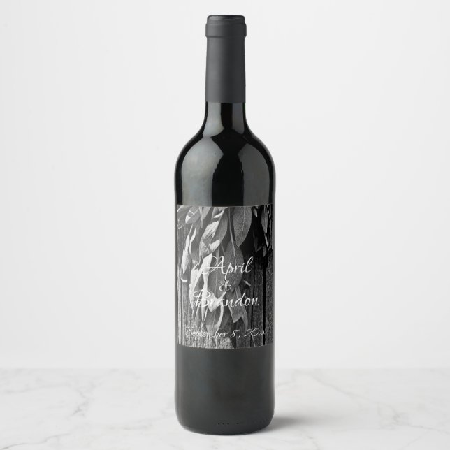 Elegant botanical Fresh-cut Sage Barn-wood  Wine Label (Front)