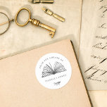 Elegant Botanical From The Library Of Custom Name Classic Round Sticker<br><div class="desc">Beautiful and classy sticker with your custom name to personalise your library books. The design features "from the library of" in curved elegant text on the top, a gorgeous image of an open book at the centre, and a delicate sprig on the bottom. Below the book is a name you...</div>