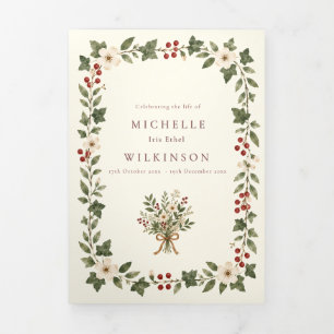 Elegant Botanical Funeral Program Tri-Fold Programme