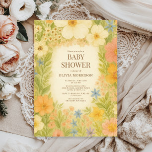 Elegant Botanical Garden Floral Baby Shower Invitation