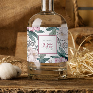 Elegant Botanical Garden Floral Birthday Party Sparkling Wine Label