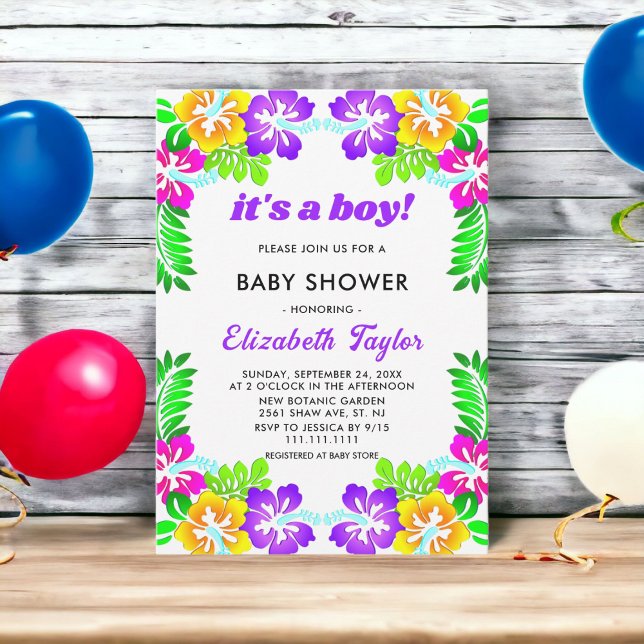 Elegant Botanical Garden Floral Boy Baby Shower Invitation (Creator Uploaded)