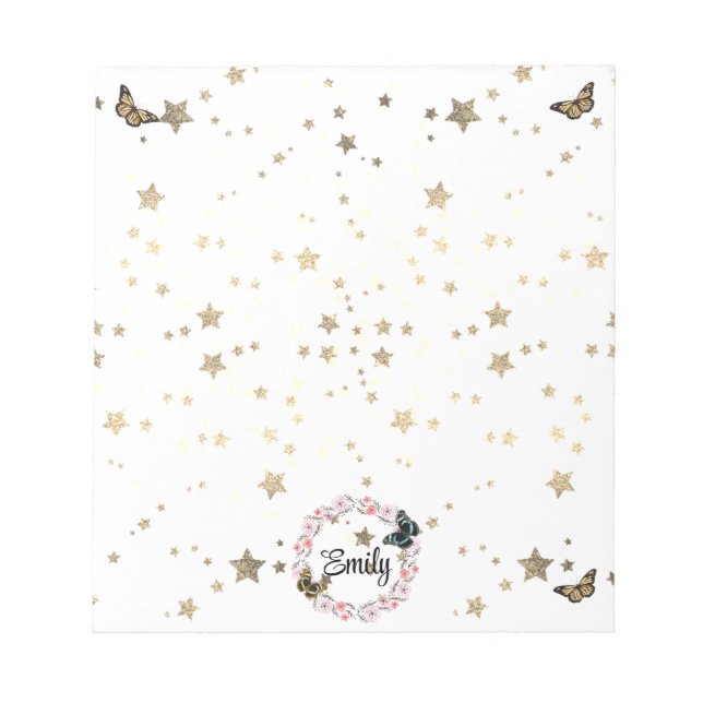 Elegant Botanical Garden Floral Pattern Notepad (Front)