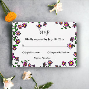 Elegant Botanical Garden Flowers Floral Wedding RSVP Card