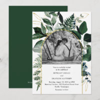 Elegant Botanical garden Modern photo wedding Invi