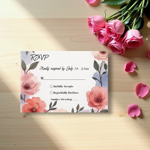 Elegant Botanical Garden Watercolor Floral Wedding RSVP Card
