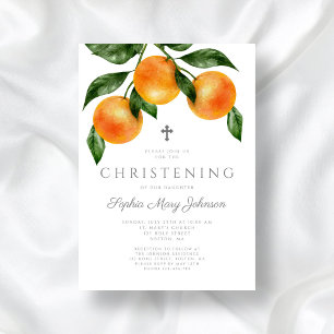Elegant Botanical Girl Christening Invitation
