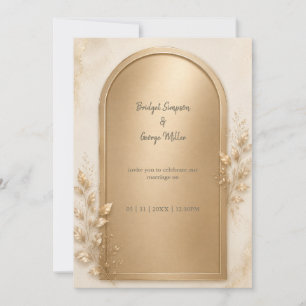 Elegant Botanical Gold metallic Wedding Arch Invitation