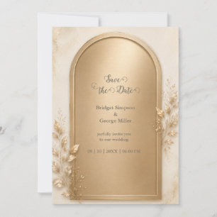 Elegant Botanical Gold metallic Wedding Arch Invitation
