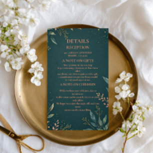 Elegant Botanical Gold Teal Enclosure Card