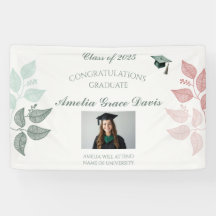 Elegant Botanical Graduation Banner