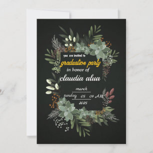 Elegant Botanical Graduation Party Invitation 