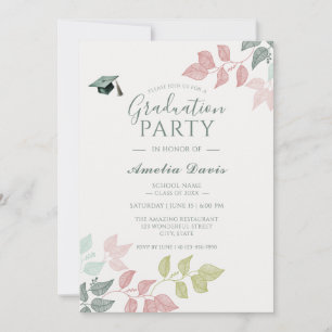 Elegant Botanical Graduation Party Invitation 
