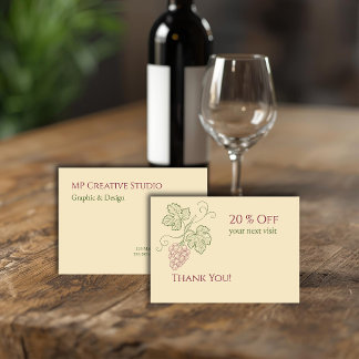 Elegant Botanical Grapevine Design Discount Card