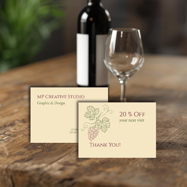 Elegant Botanical Grapevine Design Discount Card (Creator Uploaded)