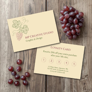 Elegant Botanical Grapevine Design Loyalty Card