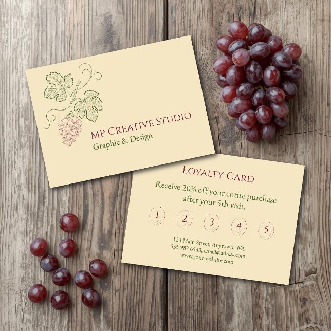 Elegant Botanical Grapevine Design Loyalty Card (Creator Uploaded)