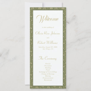 Elegant Botanical  Green Floral Wedding Program