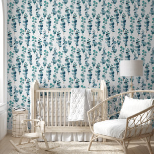 Elegant Botanical Green Leaves Pattern Wallpaper