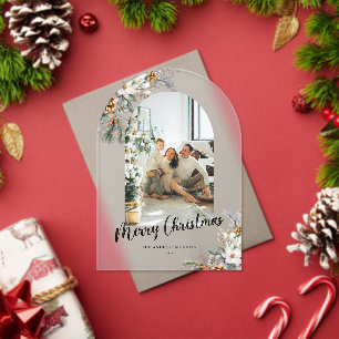 Elegant Botanical Greenery Arch Christmas Card Acrylic Invitations