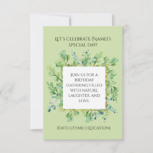Elegant Botanical Greenery Birthday Party Invitation