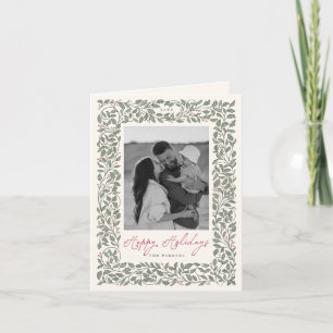 Elegant Botanical Greenery Christmas Photo Holiday Card