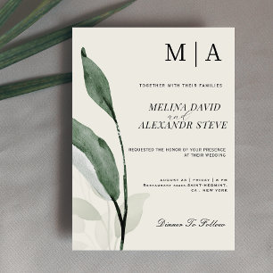 Elegant botanical Greenery eucalyptus wedding  Invitation