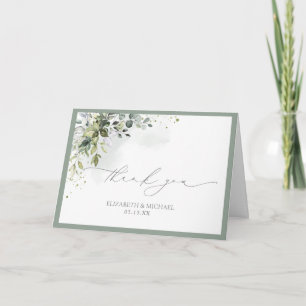 Elegant Botanical Greenery Floral Photo Wedding Card