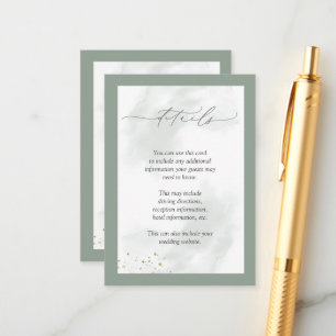 Elegant Botanical Greenery Floral Wedding Details  Enclosure Card