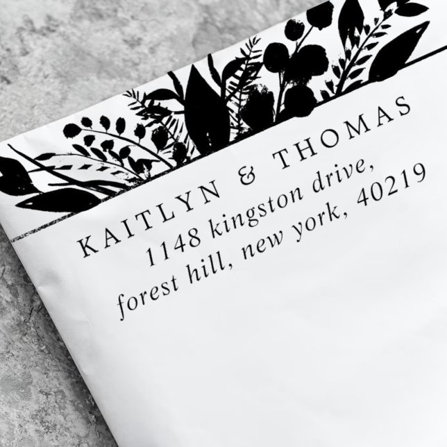 Elegant Botanical Greenery Floral Wedding Self-inking Stamp (Creator Uploaded)