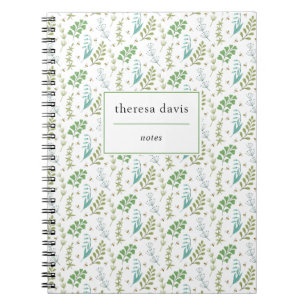 Elegant Botanical Greenery Foliage Honey Bee Notebook