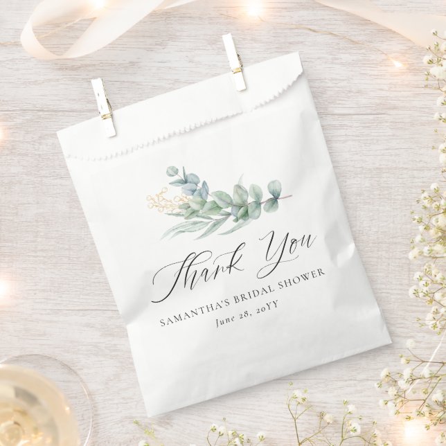 Elegant Botanical Greenery Gold Berries Thank You Favour Bags (Clipped)