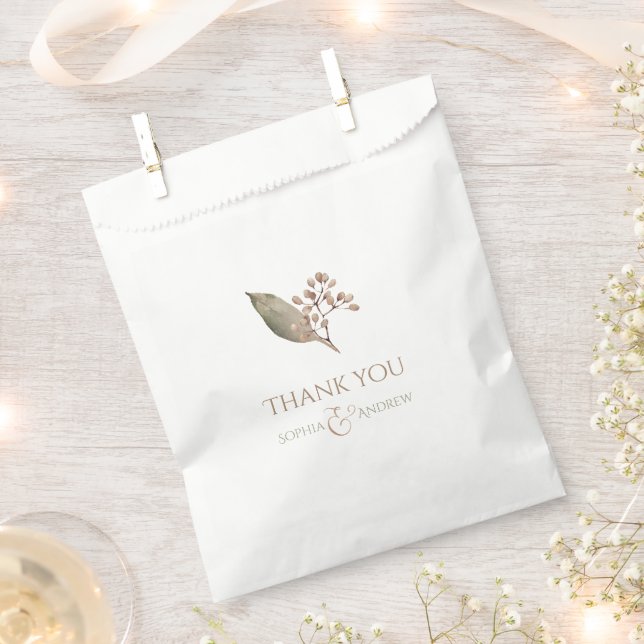 Elegant botanical greenery vintage rustic wedding favour bags (Clipped)