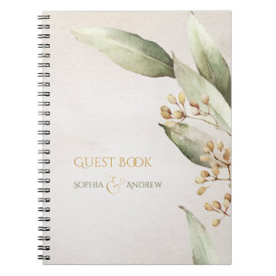 Elegant botanical greenery vintage rustic wedding spiral notebook