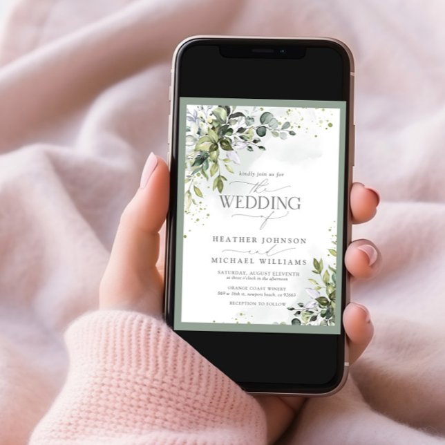 Elegant Botanical Greenery Watercolor Wedding Invitation (Creator Uploaded)