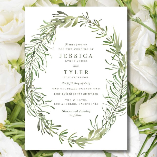 Elegant Botanical Greenery Wedding  Invitation (Elegant Botanical Greenery Wedding Invitation)