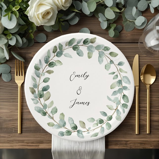  Elegant Botanical Greenery Wedding Paper Plates (Creator Uploaded)
