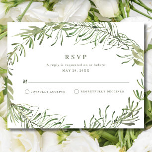Elegant Botanical Greenery Wedding  RSVP Card
