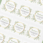 Elegant Botanical Greenery Wedding Square Sticker<br><div class="desc">These wedding stickers, feature a classic white background with a luxurious gold wreath adorned with delicate watercolor green foliage and a beautiful wedding thank you template that can be easily customised. They will surely add a touch of romance and sophistication to your special day. Designed to match the botanical greenery...</div>