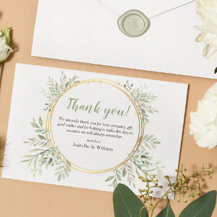 Elegant Botanical Greenery Wedding Thank You Card