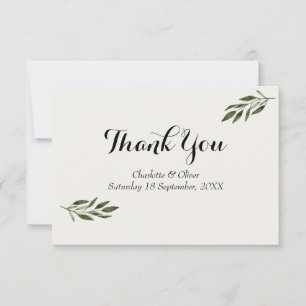 Elegant Botanical Greenery Wedding Thank You Cards