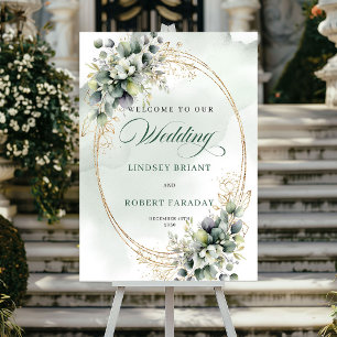 Elegant Botanical Greenery Welcome Poster
