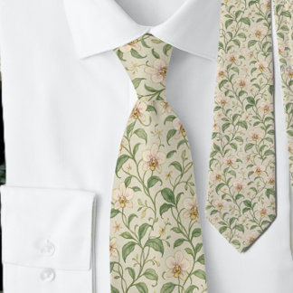 Elegant Botanical Iris Flower Pattern Tie
