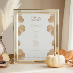 Elegant Botanical Ivory & Terracotta Bar Menu