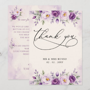 Elegant Botanical Lavender Purple Floral Wedding Thank You Card
