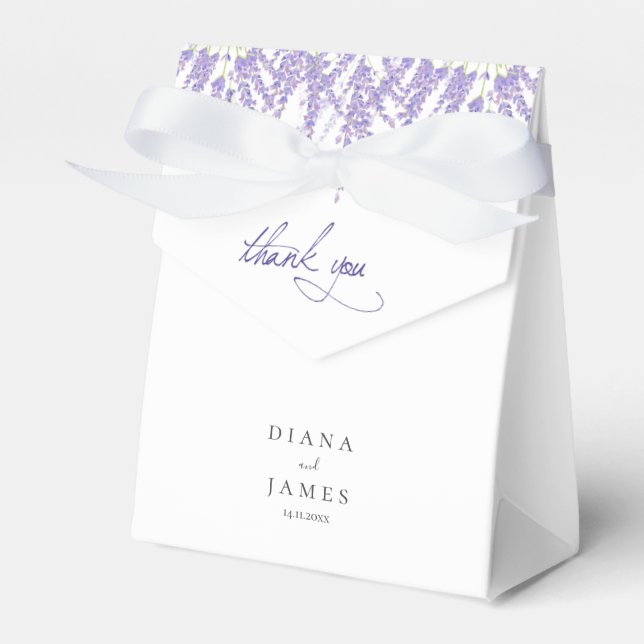 Elegant Botanical lavender Wedding thank you Favour Box (Front Side)