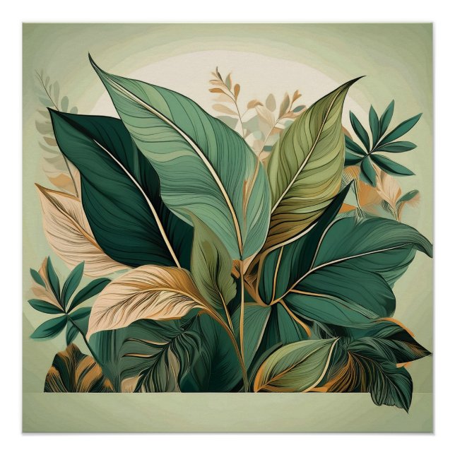 Elegant Botanical Leaf Art Print (Front)