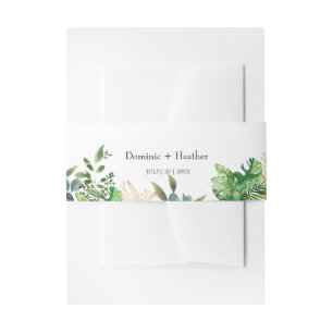 Elegant Botanical Leaf Invitation Belly Band