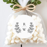 Elegant Botanical Leaf Monogram Initial Wedding Classic Round Sticker<br><div class="desc">Elegant Botanical Leaf Monogram Initial Wedding Favour Stickers - perfect for weddings,  engagements,  rehearsal dinners,  couples showers.</div>