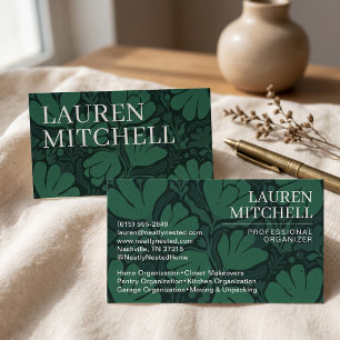Elegant Botanical Leaf Pattern Modern Design Business Card
